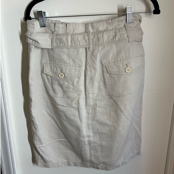 Ann Taylor Tan Linen Blend Belted Mini Skirt NWT Size 8 - Picture 5 of 7